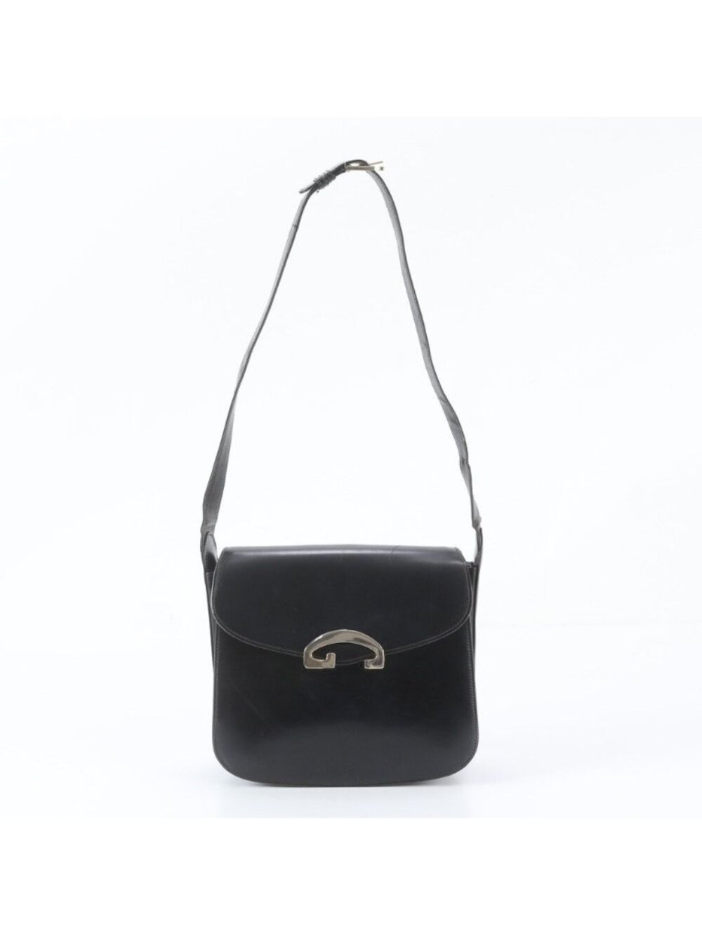 Gucci Vintage Leather Shoulder Bag Hand Black